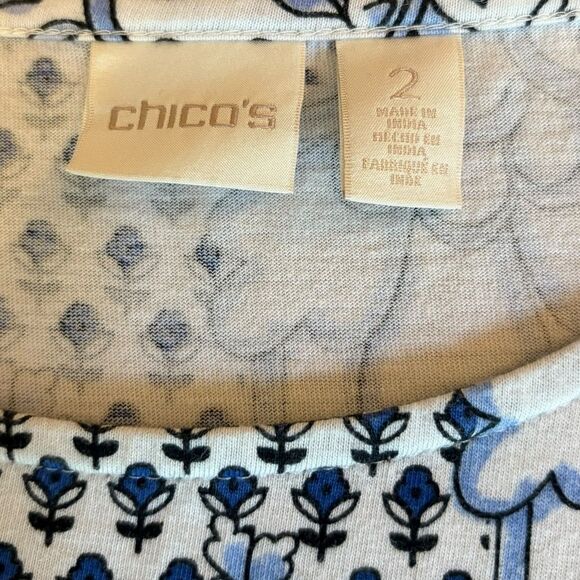 Chicos Paisley Sequin Embellished Tee Shirt Top Cotton Modal Womens Size Large - Picture 6 of 9